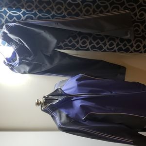 Made for life sweat suit. Charcoal and violet.